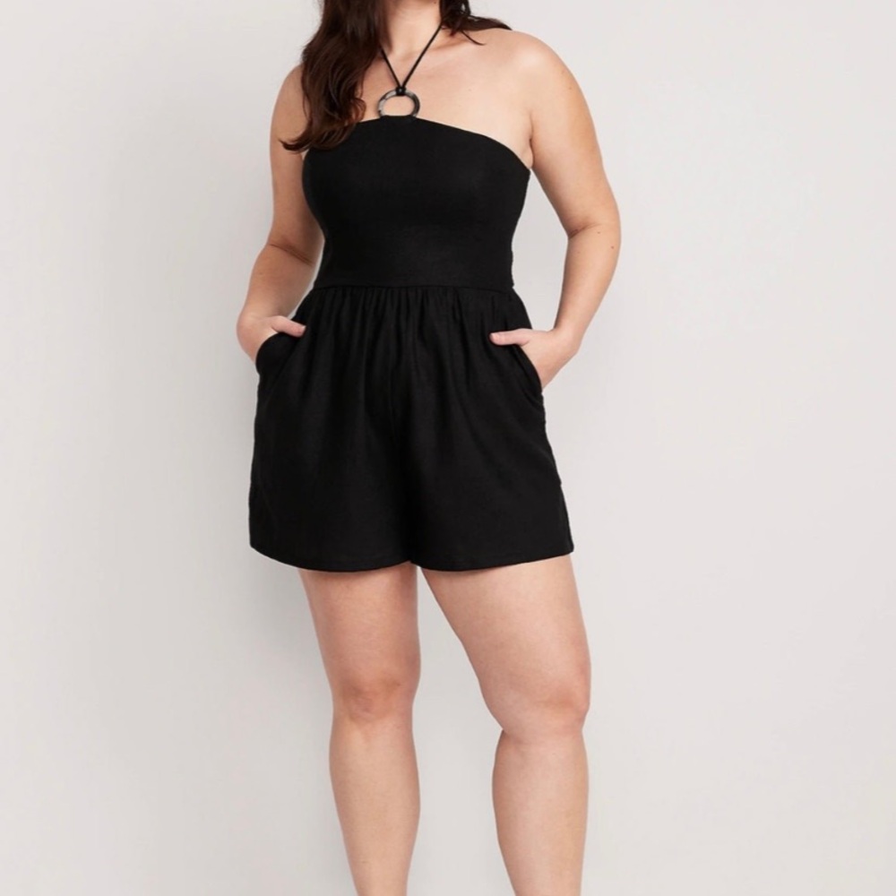 Old navy linen blend halter romper XL